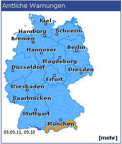 Amtliche Warnungen auf der Homepage des Deutschen Wetterdienstes