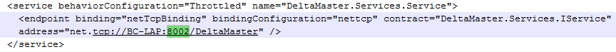 Abbildung 2 DeltaMaster.Service.exe.config - Bereich <service>