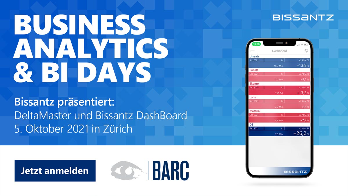 Business Analytics & BI Days am 5. Oktober 2021 in Zürich - Bissantz & Company ist live vor Ort