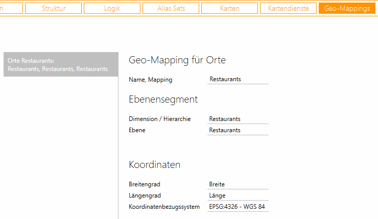 Einstellungen in Geo-Mappings in DeltaMaster