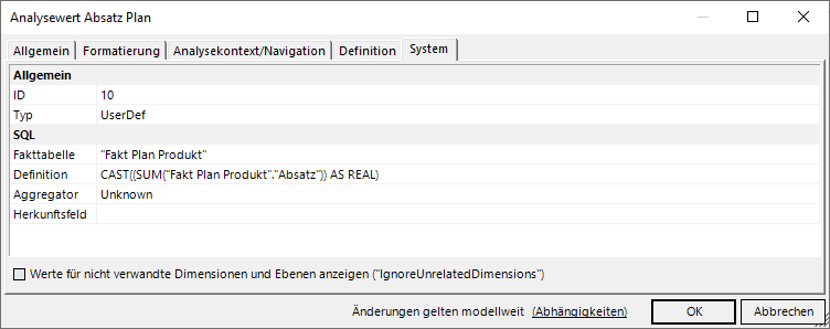 IgnoreUnrelatedDimensions: Aktivieren oder deaktivieren