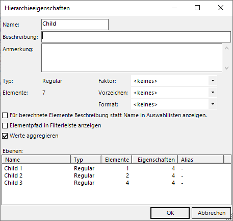 Bei Parent-Child-Hierarchien im Selfservice können wir optional aggregieren lassen