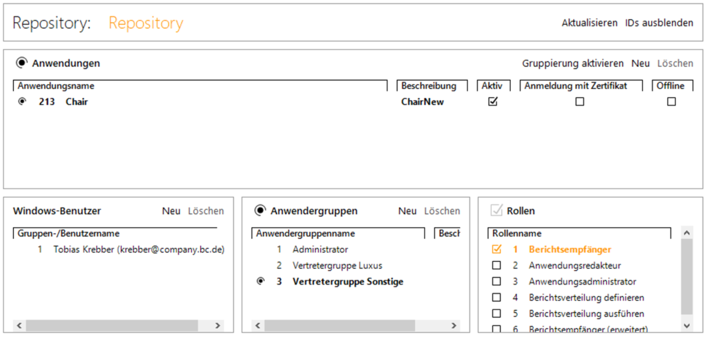 Erstellen der Repository-Gruppen für OLAP-Berechtigungen ohne anwendungsspezifische AD-Gruppen im DeltaMaster Repository