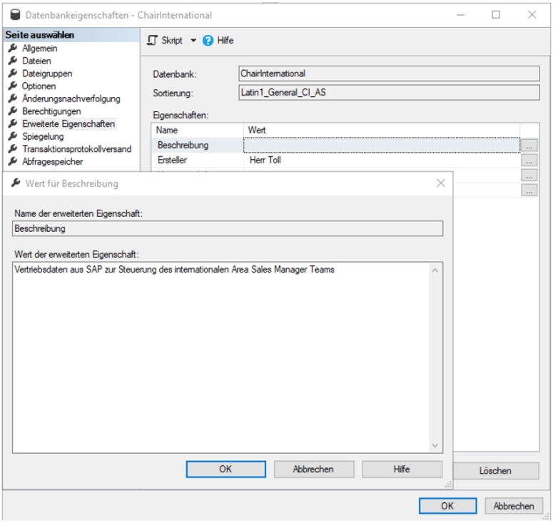 Extended Properties im SQL Server – Data Warehousing mit Bissantz