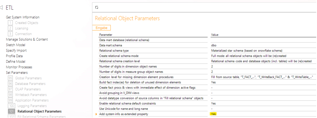 Aktivieren der Extended Properties in DeltaMaster ETL