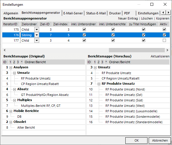 Die Produkthauptgruppen kommen zu den Berichten im Ordner 7