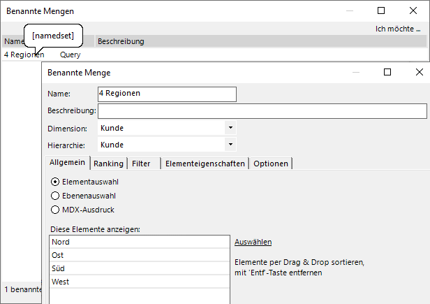 Eine benannte Menge der Regionen in der gewünschten Reihenfolge