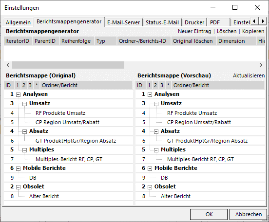 Der Berichtsmappengenerator erzeugt zum jetzigen Zeitpunkt eine Kopie!