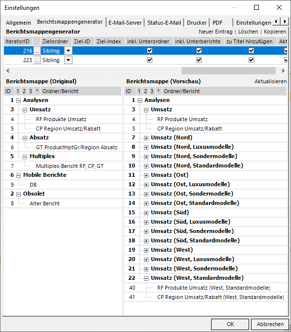 Berichtsmappe Sibling/Sibling