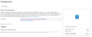 Basic-Dienstebene in Azure konfigurieren