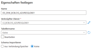 Erstellung eines Azure-SQL-Datenbank-Datasets