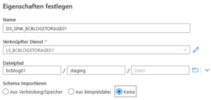 Erstellung eines ADLS-Datasets