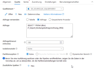 Quell-Einstellungen der Copy Activity