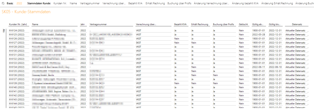 DeltaMaster-Bericht mit Übersicht der Kundeninformationen