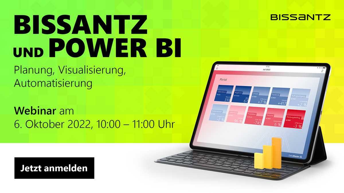 Webinar Bissantz und Power BI - Planung, Visualisierung, Automatisierung - 6. Oktober 2022 von 10:00 bis 11:00 Uhr