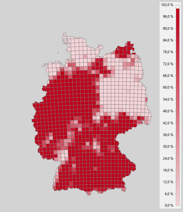 Dürre in Deutschland: Die Deutschlandkarte zeigt sich in der Geo-Analyse bedrohlich trocken (April 2014)