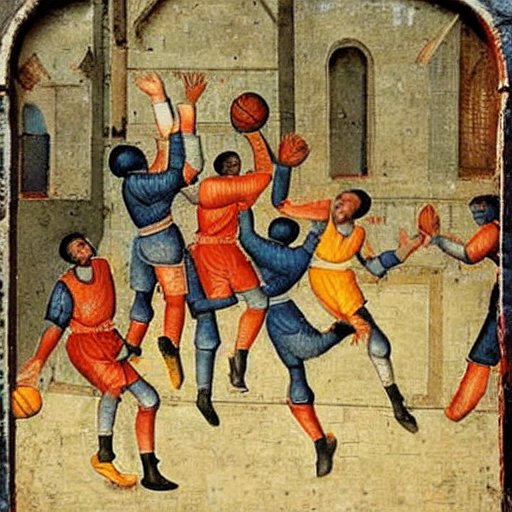 Young men playing basketball, 14th century
