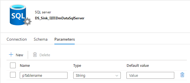 Parameteransicht des SQL-Server-Datasets