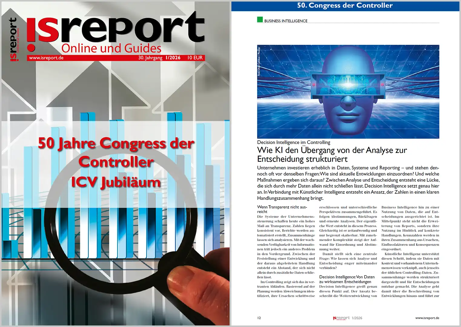 Blog - News: KI-gestützte Berichtsnavigation strukturiert den Übergang von der Analyse zur Entscheidung – Fachbeitrag im is report