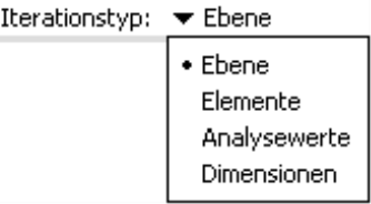 Bestimmung des Iterationstyp (Ebene, Elemente, Analysewerte, Dimensionen)