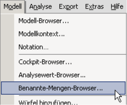 Selektion des Benannte-Mengen-Browser im Menü Modell