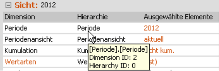 MDX-Name, Dimensions-ID und Hierarchie ID als Tooltip im Fenster Sicht