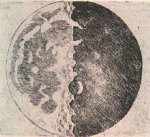 Monddarstellung von Galileo Galilei, 1610